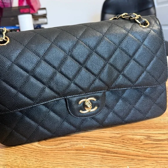CC Black Quilted Shoulder Bag with Gold Accents - Picture 4 of 12